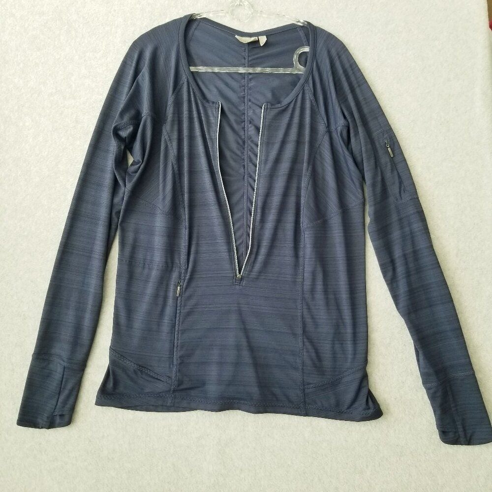 Athleta Womens Large Half Zip Pullover Active Long Sleeve Shirt Top Pockets